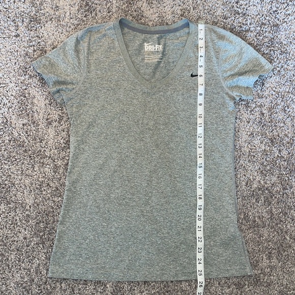 Women's Nike Dri- Fit V-neck Gray Regular Fit Short Sleeve Shirt - Picture 4 of 6